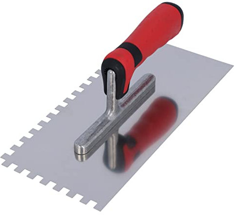 HELPMATE - Spatola dentata 8 x 8 mm – spatola dentata professionale prodotta in Germania in acciaio inox – spatola dentata 230 x 130 mm per l'applicazione di mastice e colla per piastrelle