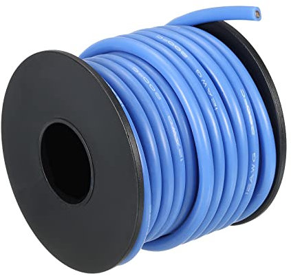 sourcing map 12 Gauge Silicone Wire 12AWG Stranded Wire High Temperature Hookup Tinned Copper 7.5m/25ft Blue Spool for Model Wiring, DIY Wiring