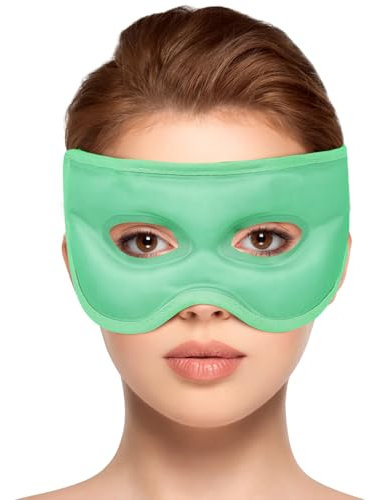 NEWGO Augenmaske Kühlend Kühlmaske Gesicht Kühlbrille für Migräne, Kopfschmerzen, Geschwollene, Müde Augen, Augenringe, Sinusschmerzen, Ice Eye Mask (Grün)