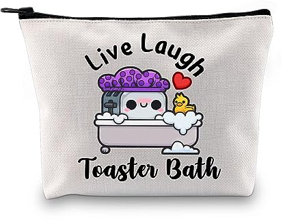 PYOUL Mental Health Gift Live Laugh Toaster Bath Makeup Bag Bathroom DHumor Joke Cosmetic Bag Mental Health Dark Humor Gift (Laugh Toaster Bath B)