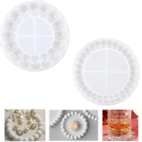 LPAMABA 2er Set Silikonform Tablett Gießformen Untersetzer Epoxidharz Formen für Untersetzer Tablett Kerzen Topfpflanze Deko