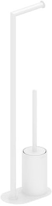 COSMIC Architect SP Base Portarrollos con Escobillero Integrado para Baño de Diseño Minimalista. Soporte de Pie para Papel Higiénico con Escobilla de Baño de Acero Inoxidable de Color Blanco Mate