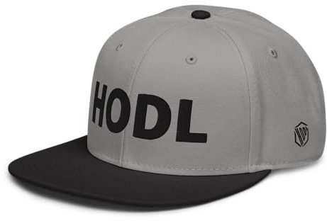 HODL Snapback Baseball Cap | Bitcoin & Crypto Streetwear | 3D Stick Look | High-Profile Snapback 3D Stick Schwarz mit seitlichem Logo Schwarz/Grau/Grau