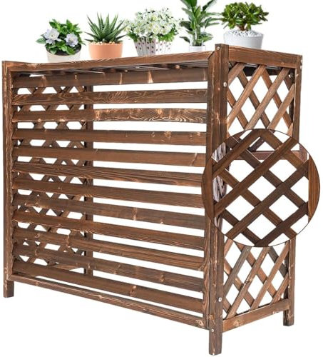 MDXVRKYBC Blumenständer Holz Klimaanlagenabdeckung Verdickter Rahmen Klimaanlage Blumenständer 4 Größen Heizkörper Regal Zaun Zu Verstecken Air Conditioner(115x54x95cm)