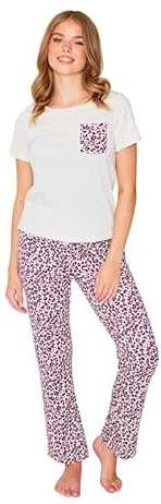 TURTLE Women's Pyjama Set –Leopard Set Ladies Pyjamas Half Sleeve – Polyester Nightwear for Women – Comfortable Ladies Nightwear Set(M)