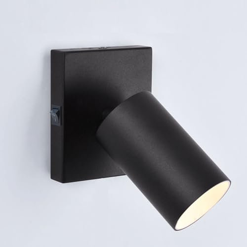 max K O M F O R T LED Deckenleuchte Wandleuchte schwarz mit Schalter 1x GU10 Fassung schwenkbar | Deckenlampe Deckestrahler Deckenspot | 865-1s