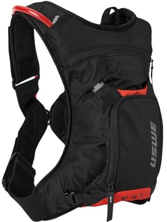 USWE MTB Hydro Trinkrucksack mit Trinkblase - Trinkrucksack für Radfahren, Mountainbike, E-MTB und Gravel Reiten, Rucksack mit Wasserblase (3L, Schwarz/Rot)