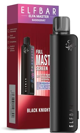 Elfa Master Akkuträger mit Anzeige, Basisgerät 850mAh Akku mit Display, Pod System, Mesh-Coil Mod Akkuträger, Starter Set, Ohne Nikotin, Ohne Liquid (Schwarz)