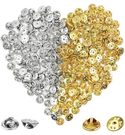 txuzong 200 Stück Pins Anstecker,Verschlussstift Rückseiten,Gold und Silber | Anstecker pin Schmuckzubehör Schmetterlingsverschluss Praktische Schnalle, für Abzeichen Schmetterlingskupplung Rückseiten