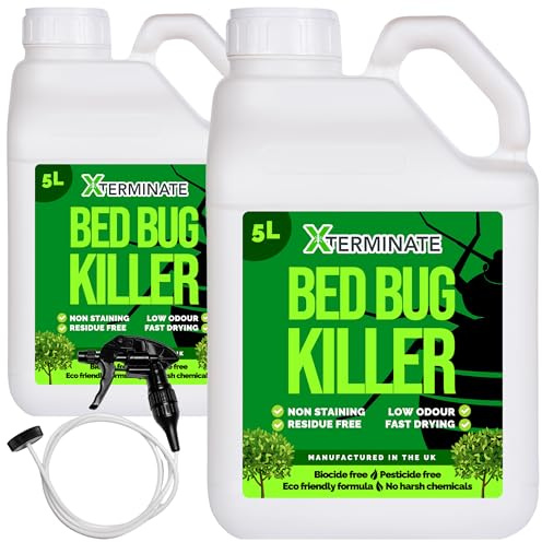 Xterminate Pesticide Free Bed Bug Killer Spray 2 x 5L - Biocide Free, No Harsh Chemicals, Eco-Friendly Formula - Non Staining & Low Odour - For Bed Bugs, Fleas, Flies & More