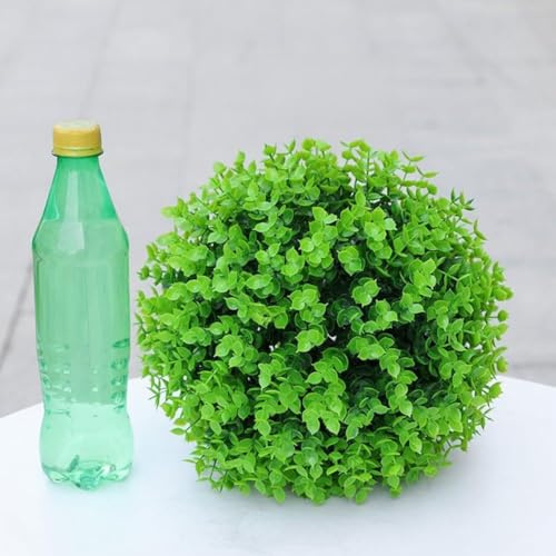 NINMORTH Boule d'herbe artificielle en plastique synthétique pour décoration de jardin et fenêtre de magasin, 18 cm, vert artificiel, décoration extérieure résistante aux UV