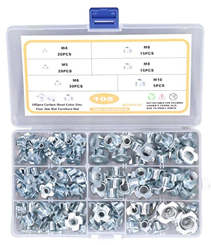 Fafeicy Assortiment d'écrous en T, Kit d'insertion Filetée en Acier au Carbone galvanisé M4 à M10 pour l'entretien et les Prises 'escalade