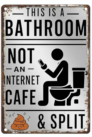 Placa de metal divertida para baño – This is a Bathroom not an Internet Cafe – Vintage – Cartel de chapa vintage para baño, placa de baño, decoración de baño, placa de humor, regalo para baño de