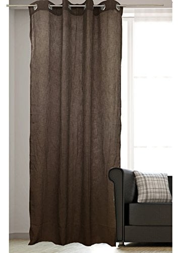 JEMIDI Vorhang halbtransparent 140x245cm - Gardine mit Ösen Anbringung - Ösenschal Dekoschal Leinen Optik - 100% Polyester für Wohnzimmer Schlafzimmer