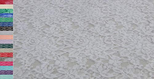 StoffBook BI-Stretch TRAUMHAFTE Spitze Blumenmuster Stoff Stoffe, C949 (weiß)