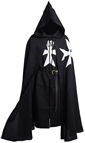 BLESSUME Mittelalterlich Templer Ritter Tunika Mantel Gürtel Cosplay Kostüm einstellen