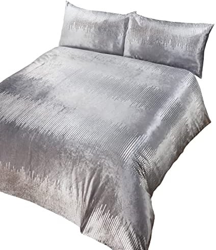 Rapport Home Tiffany Crushed Velvet Silver Superking Duvet Cover Set