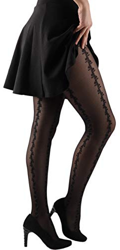 GIULIA MirellaN1 Schwarz S Tatto Strumpfhose mit Flower