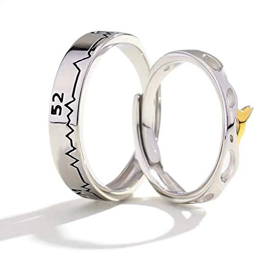 Helen de Lete 52HZ Wal S925 Sterling Silber einstellbare Ringe-Paar Set
