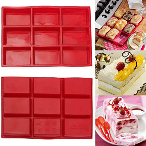 RanDal 9 Hohlraum Rechteck Silikon Brot Cupcake Form Diy Schokolade Seife Backformen Tablett