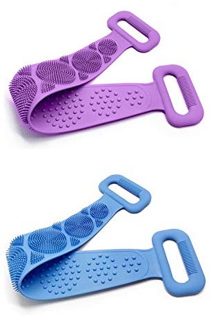 2Pcs Spazzola corpo bagno in silicone Esfoliante per la pulizia della schiena Scrubber Spazzola detergente per il viso Massaggio delicato