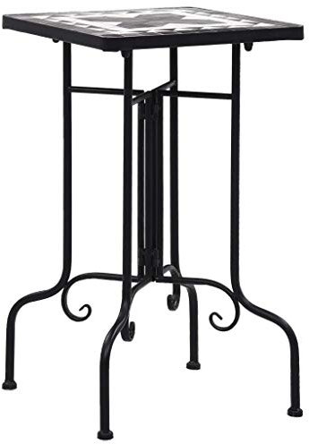 Tidyard Garten-Beistelltisch Mosaik-Beistelltisch Mosaikplatte Mosaik-Tisch Blumenpflanze Pflanzenregale 35 x 35 x 56 cm,Garden Blumenständer Bistrotisch Teetisch,Eisenrohr + Keramikfliesen