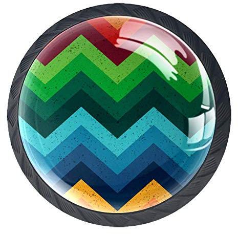 Bright Colorful Rainbow Wave Chevron Cabinet Door Knobs Handles Pulls Cupboard Handles Drawer Wardrobe 4pcs