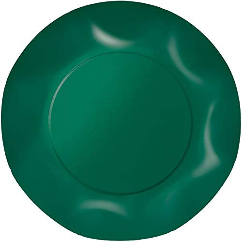 Zeus Party Piatti Piani Carta Plastificata Tinta Unita con Bordi Ondulati 25cm (Verde Scuro)