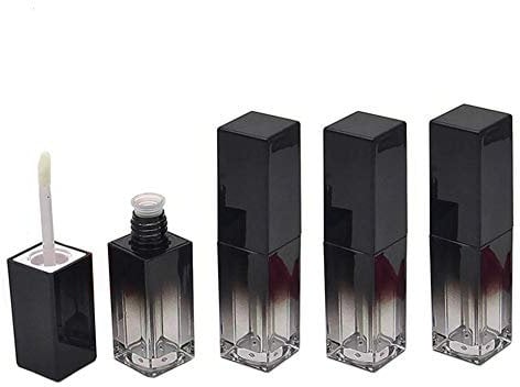 5Pcs 5ml/0.17oz Empty Lip Gloss Tube Containers Black Gradient Refillable Plastic Lipstick Tube Lip Balm Pipe Bottle with Rubber Plug and Brush Applicator for Lip Gloss Sample