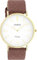 Oozoo Vintage Armbanduhr mit Glitzer Lederband 40 MM Goldfarben/Weiß/Rotbraun C20149