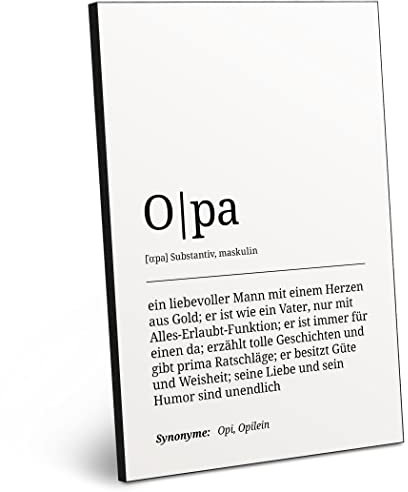 ARTFAVES® Worterklärung Opa | Definition Bild schwarz-Weiss als Geschenk | Holzschild mit Spruch zum Thema Familie/Opa