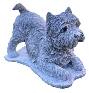 Massive Steinfigur Hund Yorkshire Terrier Tierfigur aus Steinguss frostfest Gartendeko Deko-Figur für Haus Garten Moderne Statue Garten-Figur