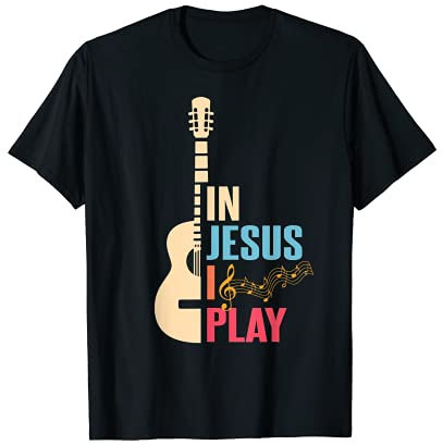 In Jesus I Play Christian Faith Religious Gitarre Lover Geschenk T-Shirt
