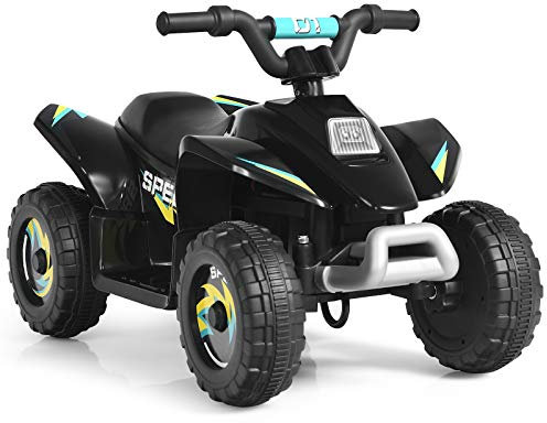 DREAMADE Quad Voiture Électrique pour Enfants, Mini Voiture Buggy Rechargeable avec Batterie 6V, Bouton Avant/Arrière, Poignée et Siège Ergonomiques, pour Enfant de Plus de 3 Ans (Noir)