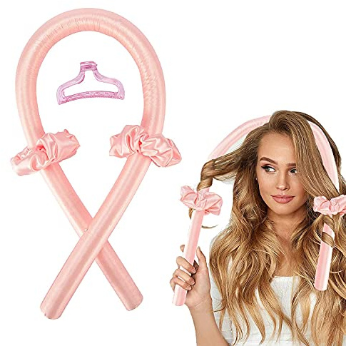 Heatless Curling Rod Headband, Heatless Hair Curling Set, No Heat Wave Hair Curlers Styling Tools for Long Medium Hair Curlers (Pink) Hair Curler By Qualis