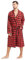 FashGudim Bademantel Herren Baumwolle Leicht Dünn Kurz Morgenmantel Herren Kariert Sommer Schalkragen Schottenmuster (Rot & Schwarz, L/XL)