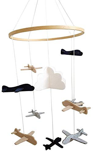 Mobiles Bett für Flugzeuge und Dekoration von Kinderzimmer, und Weiß, Blau, Beige, Mobile-Bett für