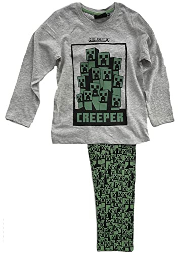 Minecraft Kinder Pyjama Langer Schlafanzug für Jungen + Mädchen 6 Jahre Größen 116 cm Grau - Grün