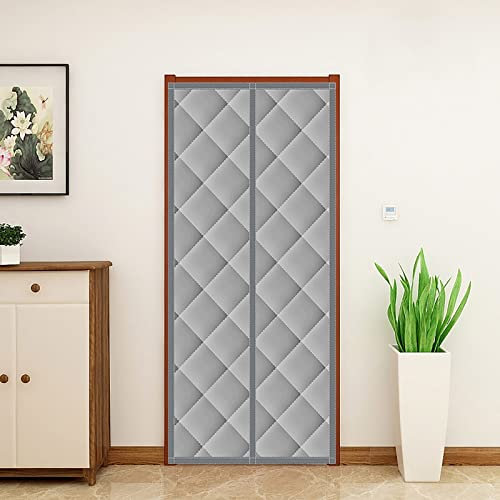 Thermovorhang Kälteschutz Für Türen Ohne Bohren, magnet wärmeschutzvorhang für türen, Oxford Tuch Winddicht Kältebeständig Türvorhang Thermo Für Patio Garage Gewächshaus ( Color : Grey , Size : 90x220