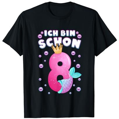 8. Geburtstag, Mädchen, Meerjungfrau Flosse, Nummer 8 T-Shirt