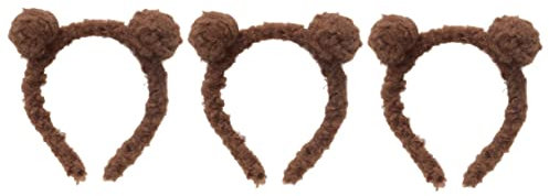 Beaupretty Haarband 3-Teiliges Haar-Accessoire Für Mädchen Pandabär Stofftier Stofftiere Katzenohren Stirnband Ohren-Stirnband Braunes Stirnband Bommel-Kugelhaar Bärenohren Kopf