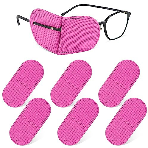 6st Augenklappe für Brillen, Große Größe Augenklappen für Erwachsene Wiederverwendbar Vlies Augenklappe Kinder Brille für Erwachsene und Kinder Lazy Eye Amblyopie Strabismus (Pink)