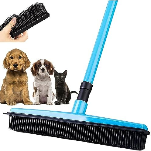 Indigo Petco Hair Remover Broom,Multi-surface Squeegee Rubber Broom, Rubber Broom Pet Hair Remover (Color : Blue)