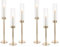 Nuptio Portavelas Huracan Dorado 60 & 55 & 50 cm: Portavelas de Metal de Cristal Transparente para Velas Cónicas Candelabro Alto Abierto Pantalla Cilíndrica Fiesta de Boda Centro de Mesa