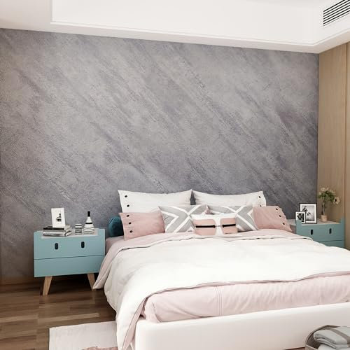 3yecao 16×354 Faux 3D Grey Concrete Wallpaper Peel and Stick Thick Gray Concrete Contact Paper Matte Textured Removable Cement Wallpaper Stickers for Bedroom Bathroom Basement Gym Walls