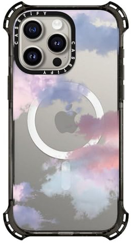 CASETiFY Bounce Case for iPhone 15 Pro Max [6X Military Grade Drop Tested / 21.3ft Drop Protection/Compatible with Magsafe] - Clouds - Clear Black