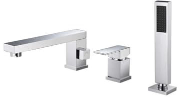 BiaoTeng Robinet De Baignoire 3 Trous Monocommande laiton Rotation à 360° Mitigeur De Baignoire 3 Trous Mitigeur Baignoire 3 Trous Cuivre, chrome