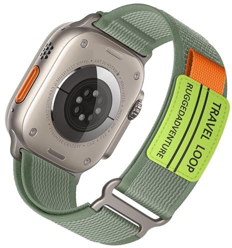 Trail Loop for Apple Watch Ultra/2 Straps 49mm 46mm 44mm 45mm 42mm 41mm 40mm 38mm iWatch Strap Men/Women,Nylon Sport Strap for Apple Watch Series 10 Strap 9 8 7 6 5 4 3 SE/2,Olive Green/Nylon
