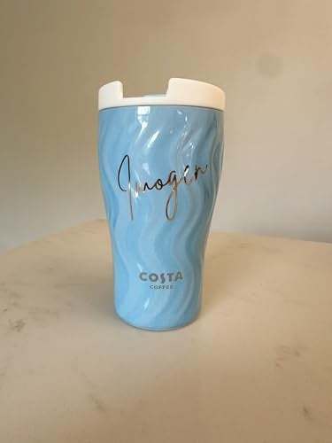 Costa Personalised Tall Cup - Light Blue, 16oz, Stainless Steel & Plastic, Travel Mug, Coffee Cup