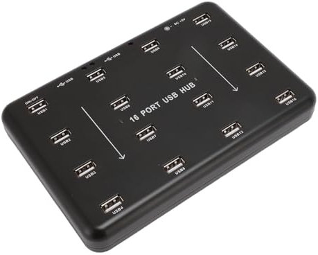 16 Port USB2.0 Hub, USB Flash Laufwerk Batch Test Kopierer, USB Splitter, für Kartenleser, TF Karte, SD Karte, Mobiler Festplatten Kopierdaten Batch Test. (EU-Stecker)